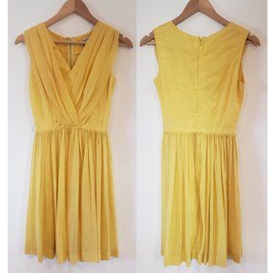 surplice V-neck yellow dress